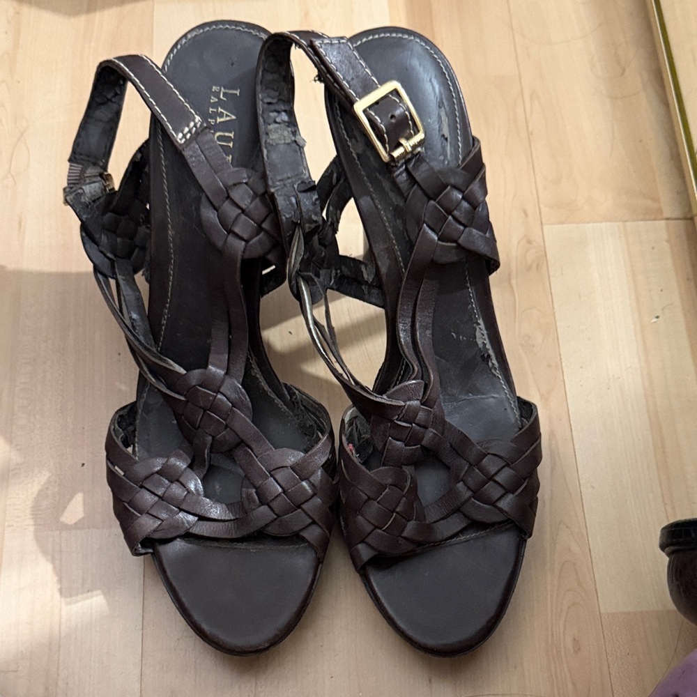 Lauren Ralph Lauren Dark Brown Woven Sandals